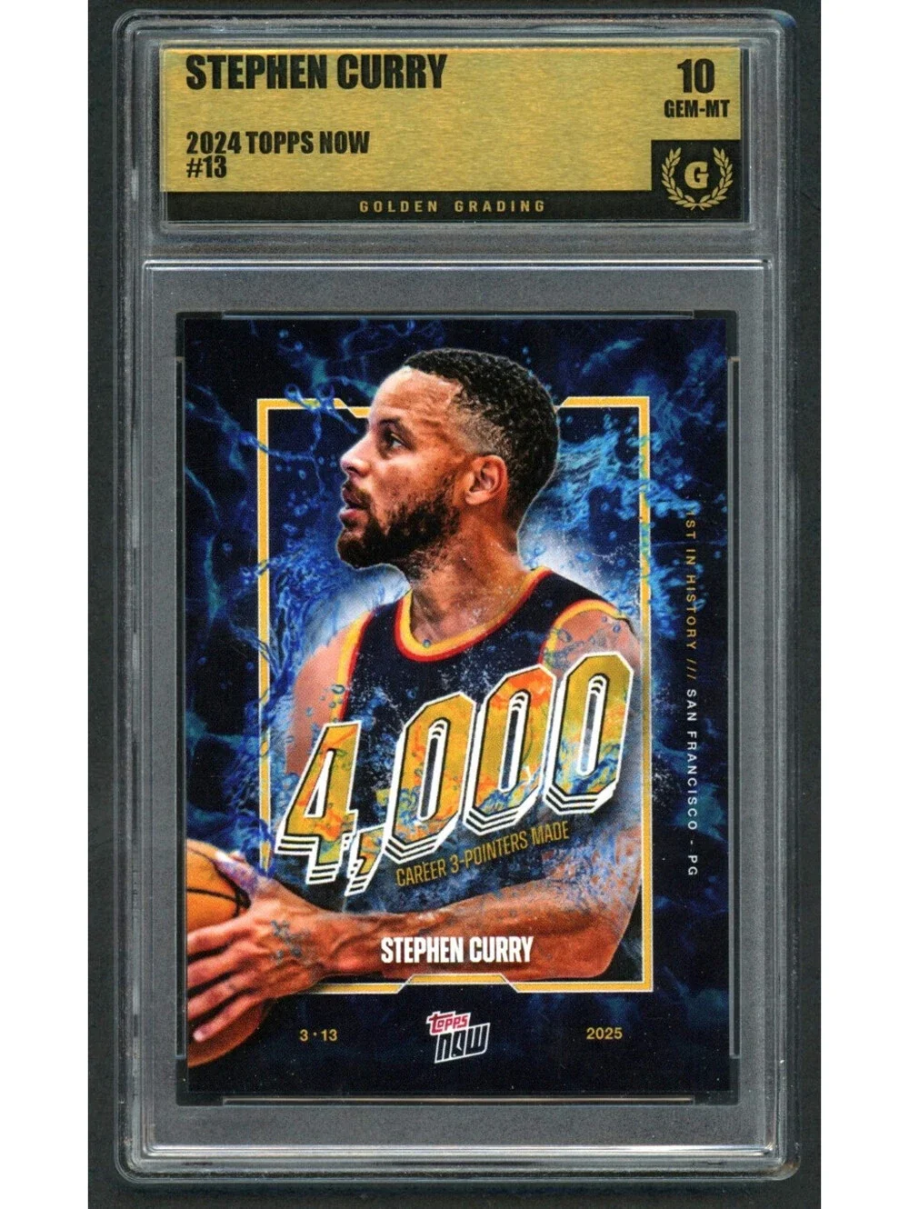 2024-25 Topps Now #13 Stephen Curry 4000 3-Pointers Graded Gem Mnt 10
